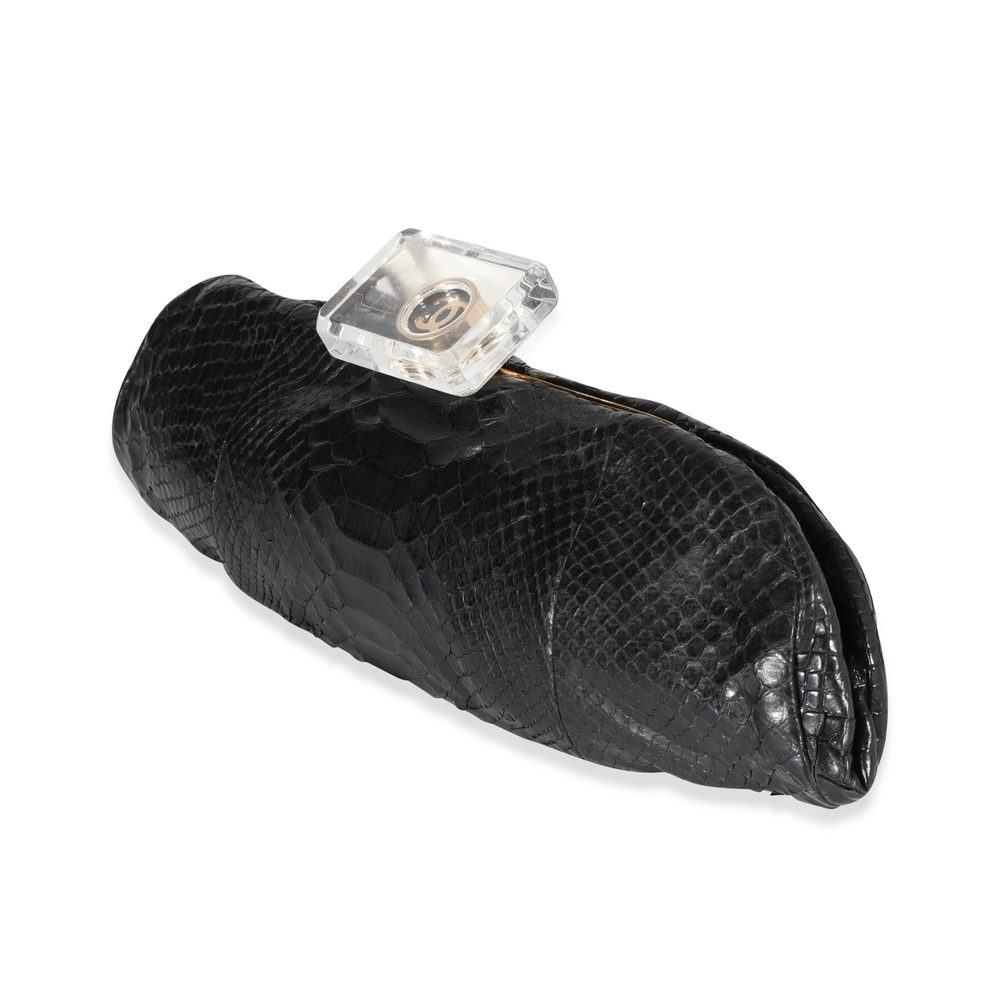 Chanel Black Python Perfume Bottle Top Clutch - image 2